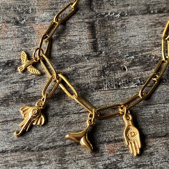 NEW Good Luck Gold Charm Layering Bracelet - Picture 6 of 13